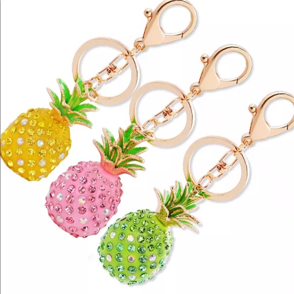 Gold Glitzy Pineapple PurseCharm KeyChain NWT New - Picture 4 of 8